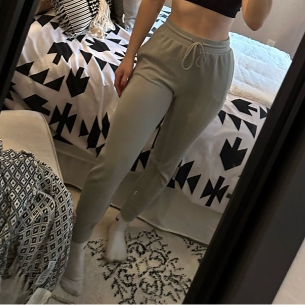 Aritzia Sunday Best Sage green waffle/thermal knit joggers